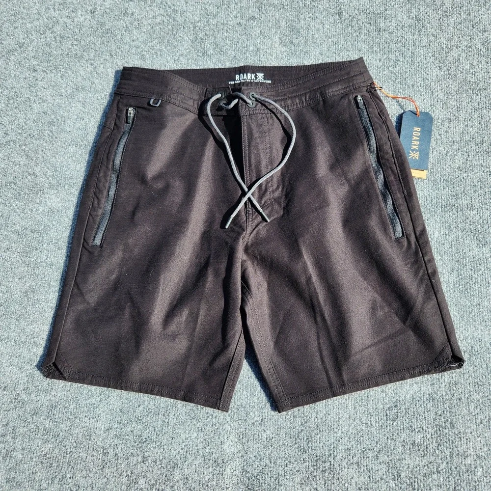 men's ROARK Layover 2.0 Shorts Black Hiking travel zip Pockets size‎ 28